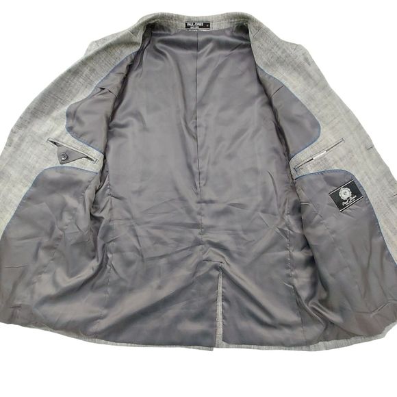 Paul Jones Mens Blazer Sport Coat Jacket Large Gray Two Front Button Linen Blend - Picture 8 of 15